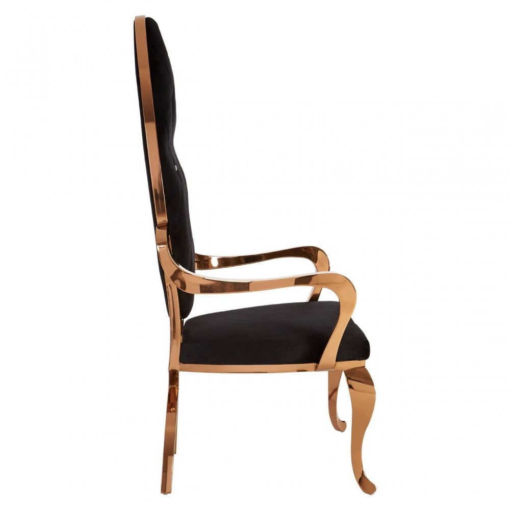 Kensington Black Velvet And Rose Gold Baroque Chair