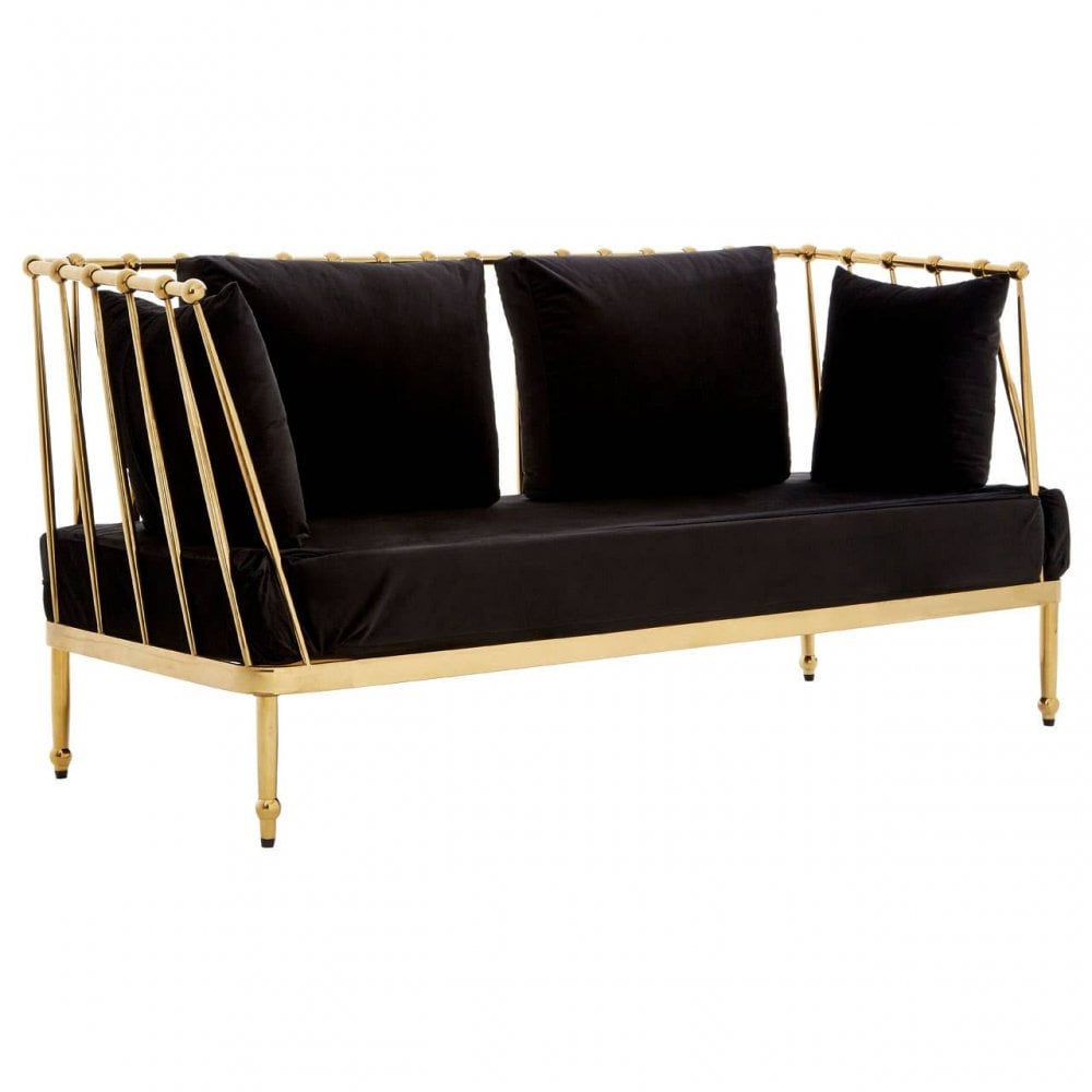 Orion 2 Seat Gold Finish Tapered Arms Sofa