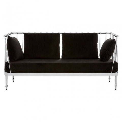 Orion 2 Seat Silver Finish Tapered Arms Sofa
