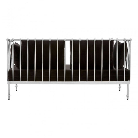 Orion 2 Seat Silver Finish Tapered Arms Sofa