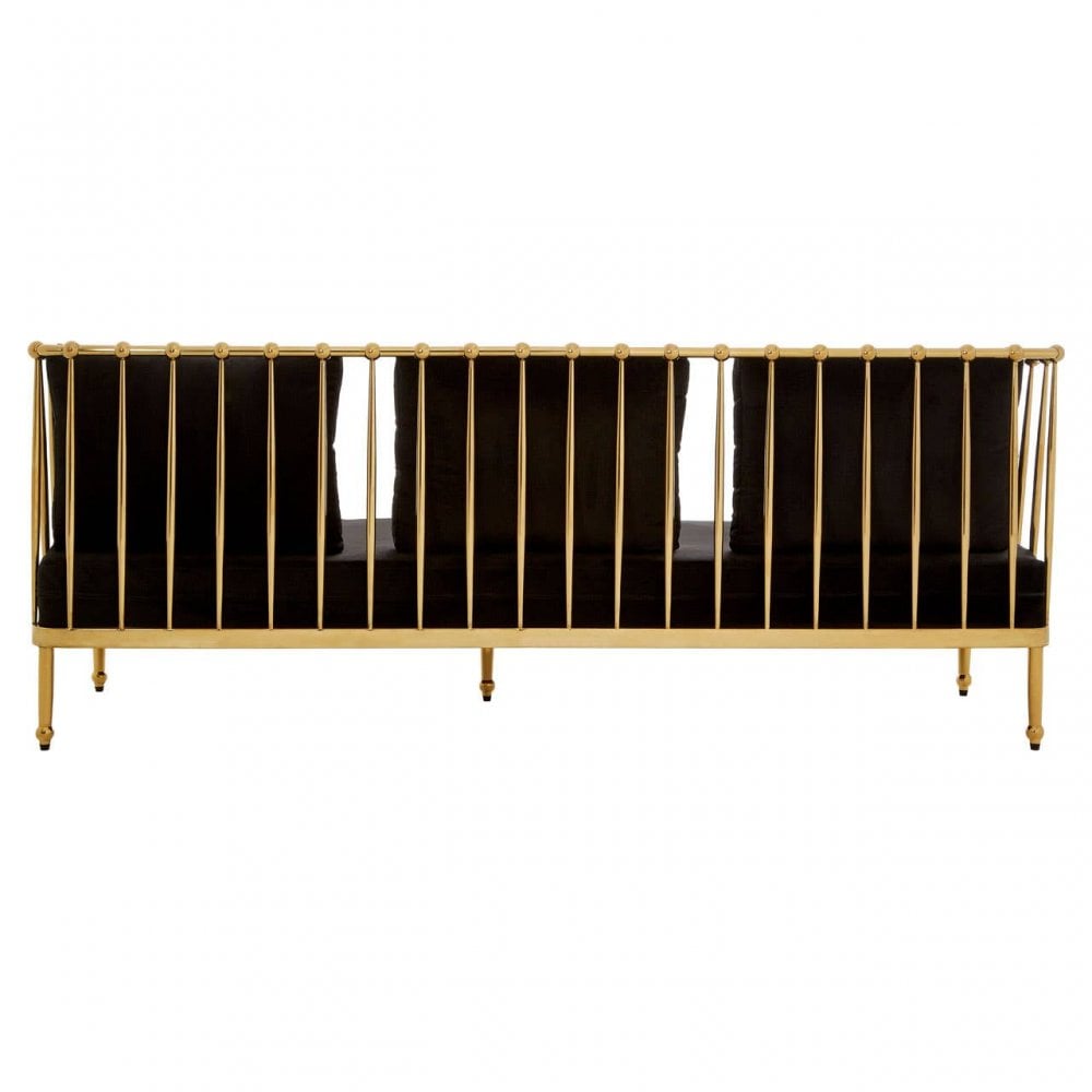 Orion 3 Seat Gold Finish Tapered Arms Sofa