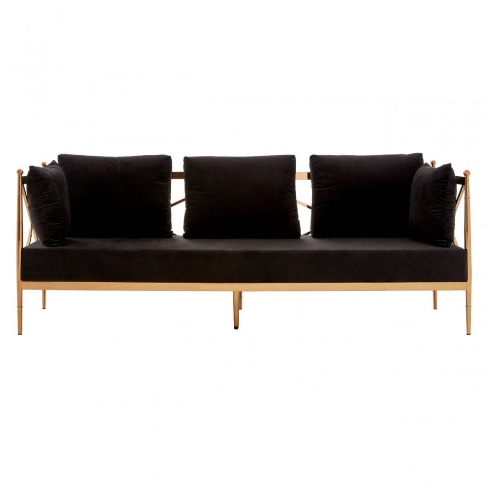 Orion 3 Seat Rose Gold Lattice Arms Sofa