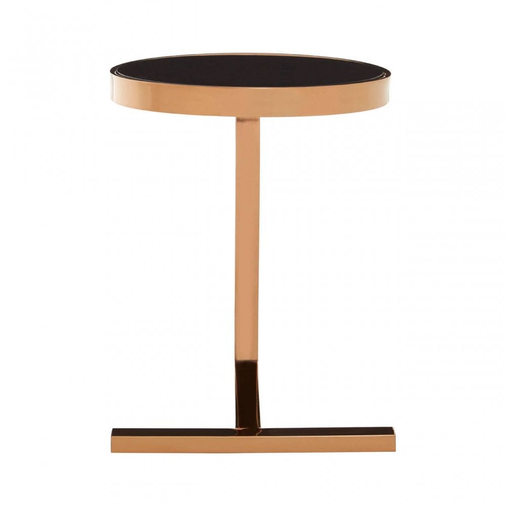 Orion Rose Gold Side Table With T Base