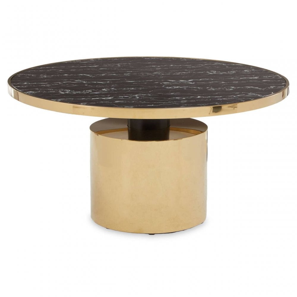 Belmore Black Marble Effect Gold Base Coffee Table