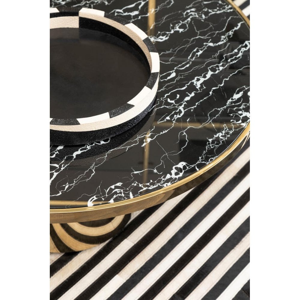 Belmore Black Marble Effect Gold Base Coffee Table