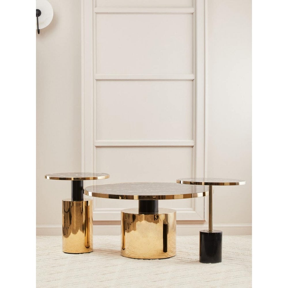 Belmore Black Marble Effect Gold Base Coffee Table