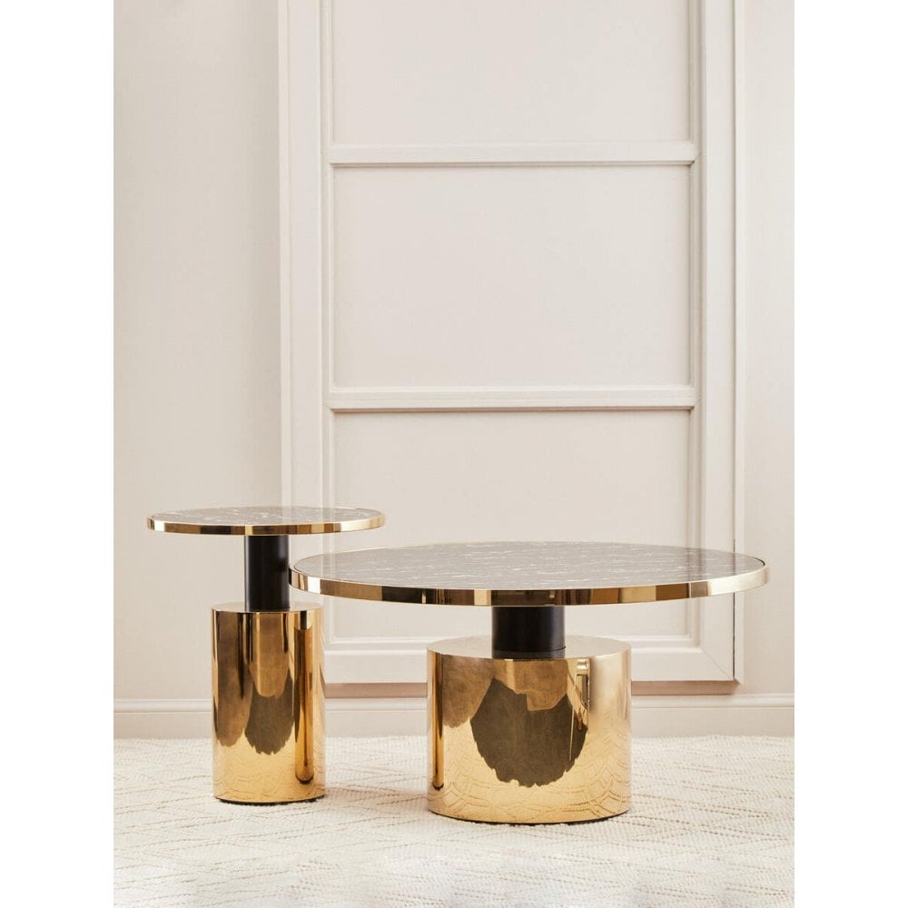 Belmore Black Marble Effect Gold Base Coffee Table