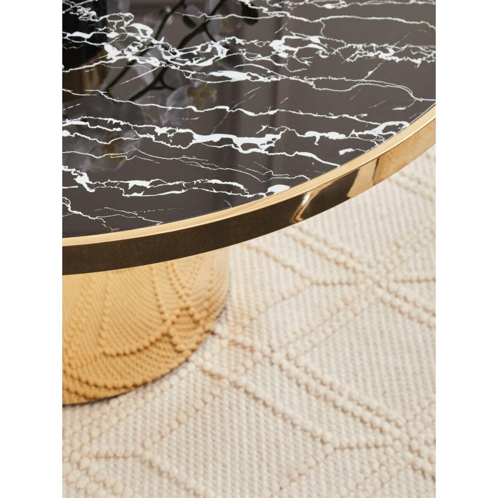 Belmore Black Marble Effect Gold Base Coffee Table
