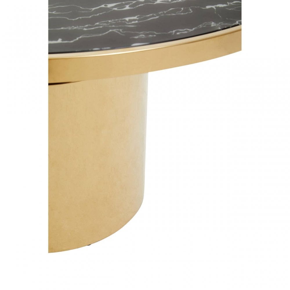 Belmore Black Marble Effect Gold Base Coffee Table