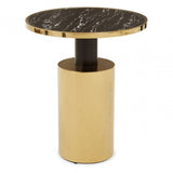 Belmore Black Marble Effect Gold Base Side Table