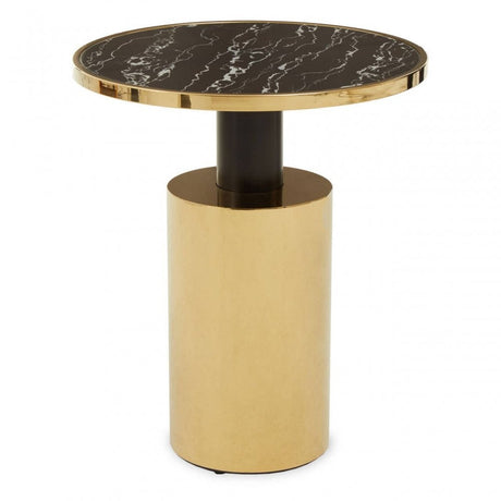 Belmore Black Marble Effect Gold Base Side Table