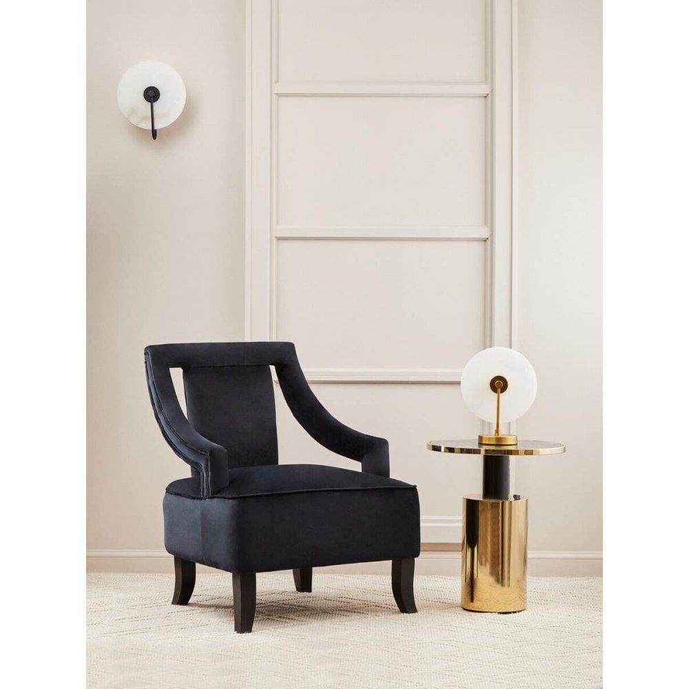 Belmore Black Marble Effect Gold Base Side Table