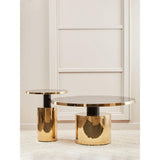 Belmore Black Marble Effect Gold Base Side Table