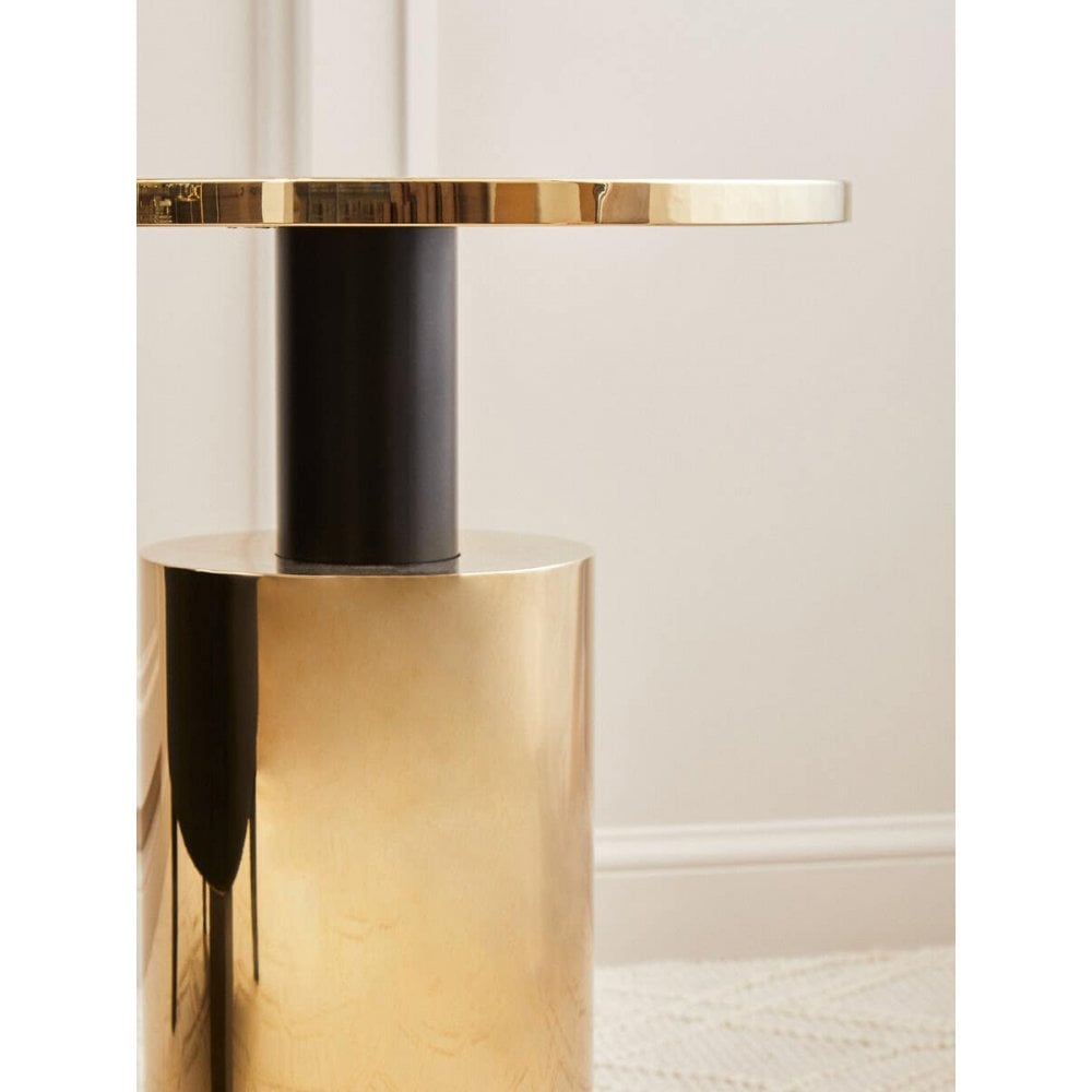 Belmore Black Marble Effect Gold Base Side Table