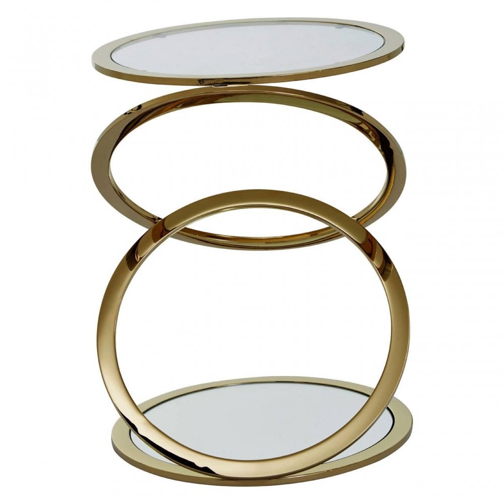 Belmore Clear Glass End Table With Warm Metallic Frame