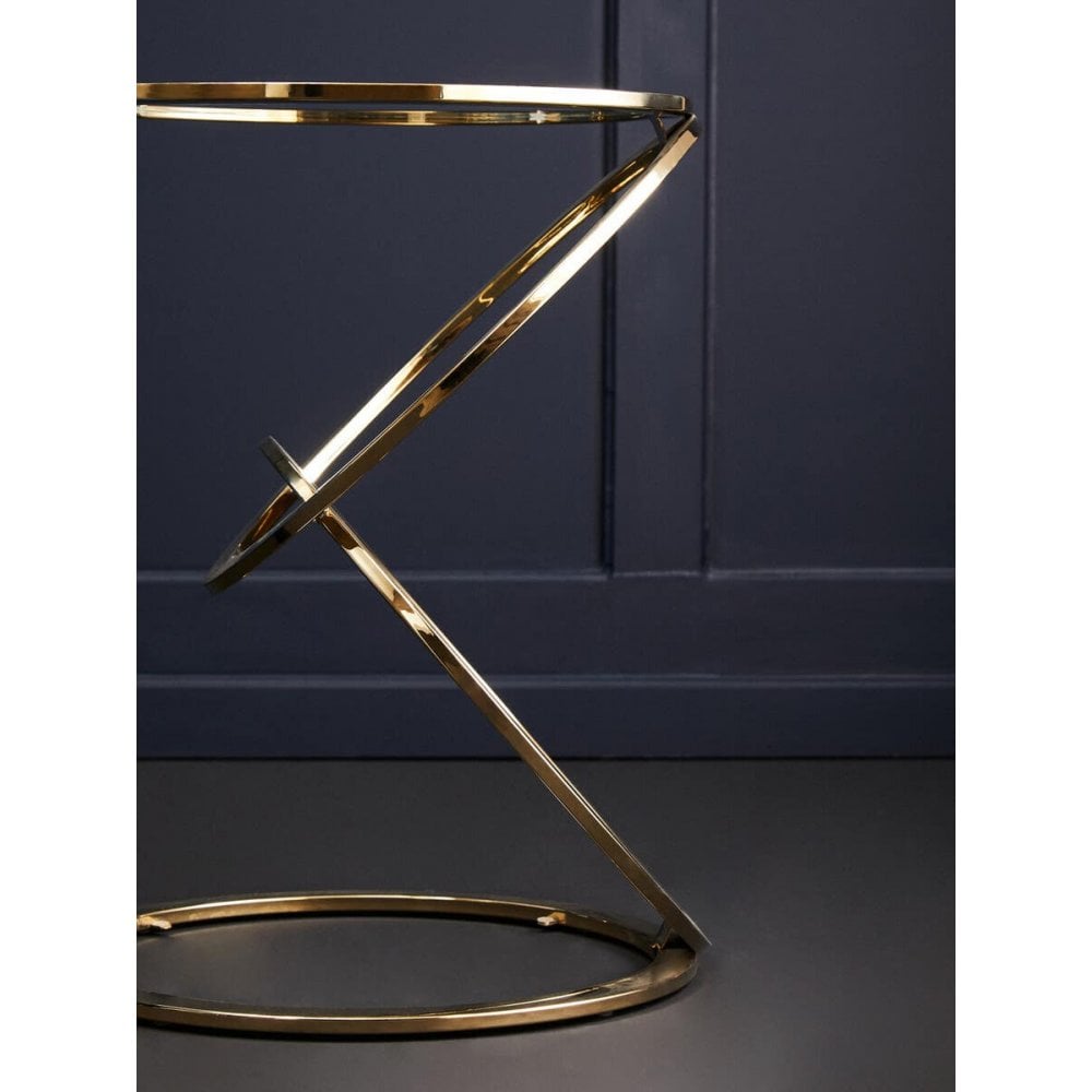 Belmore Clear Glass End Table With Warm Metallic Frame