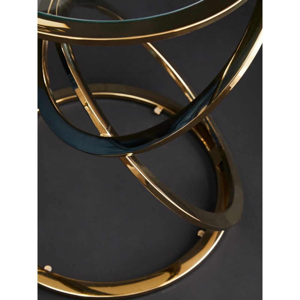 Belmore Clear Glass End Table With Warm Metallic Frame