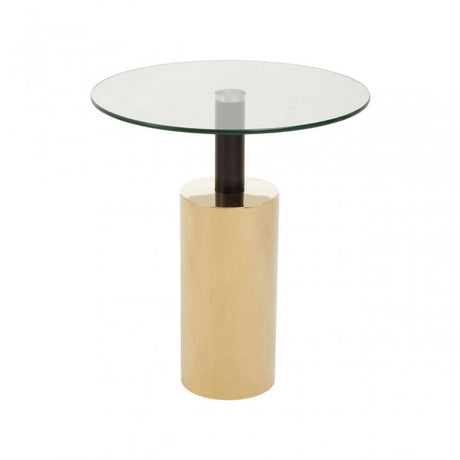 Belmore Clear Glass Gold Base Side Table
