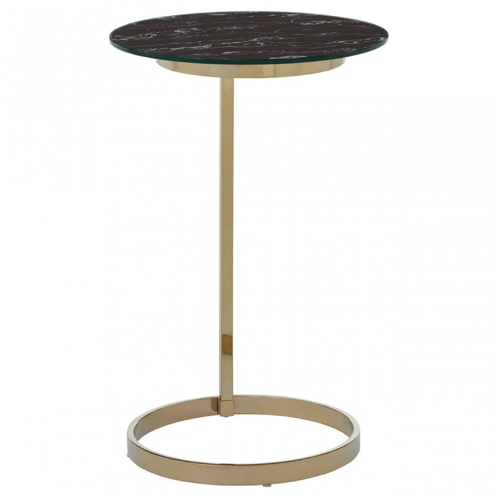 Belmore End Table With Black Marble Effect Glass Top