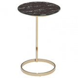 Belmore End Table With Black Marble Effect Glass Top