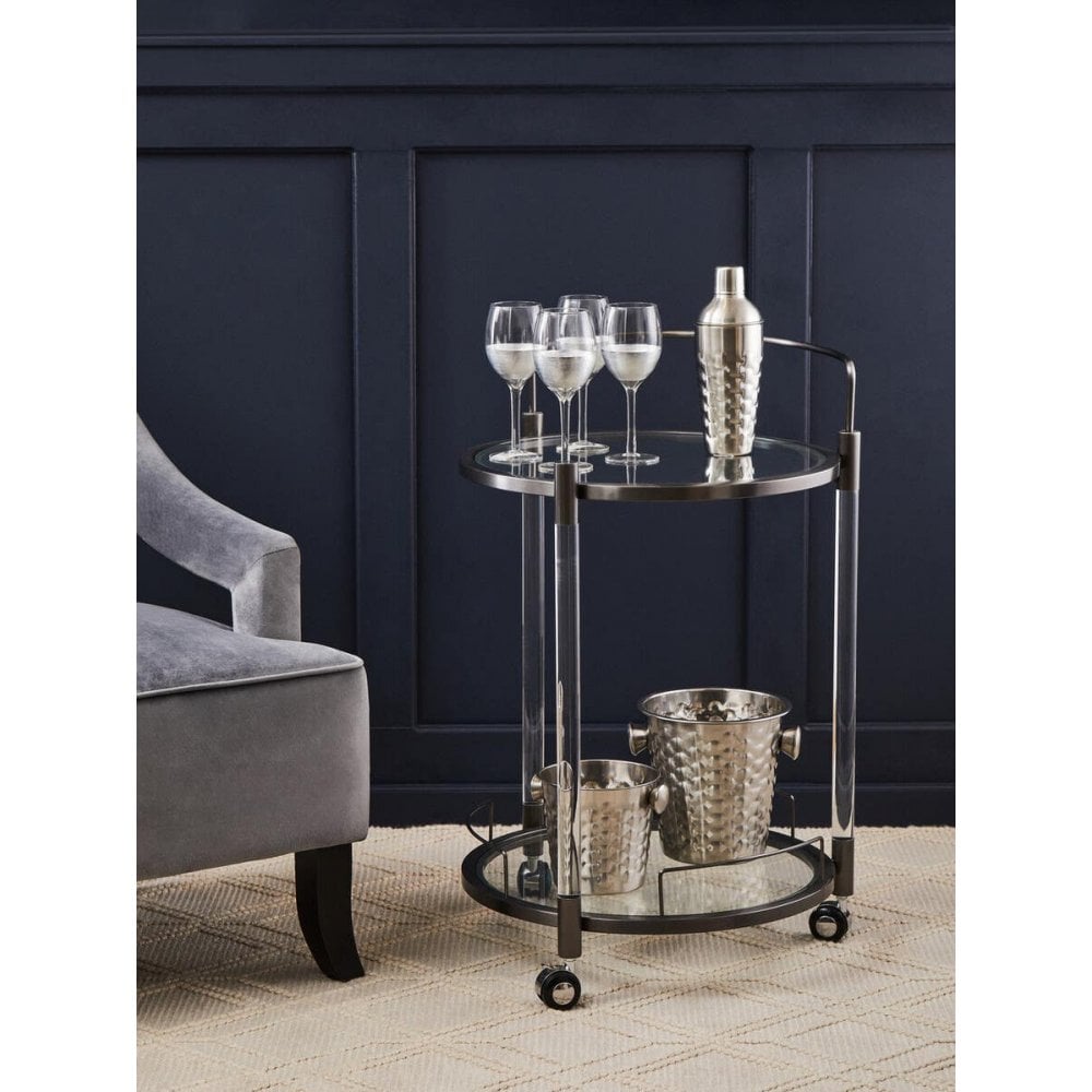 Belmore White Glass Bar Trolley