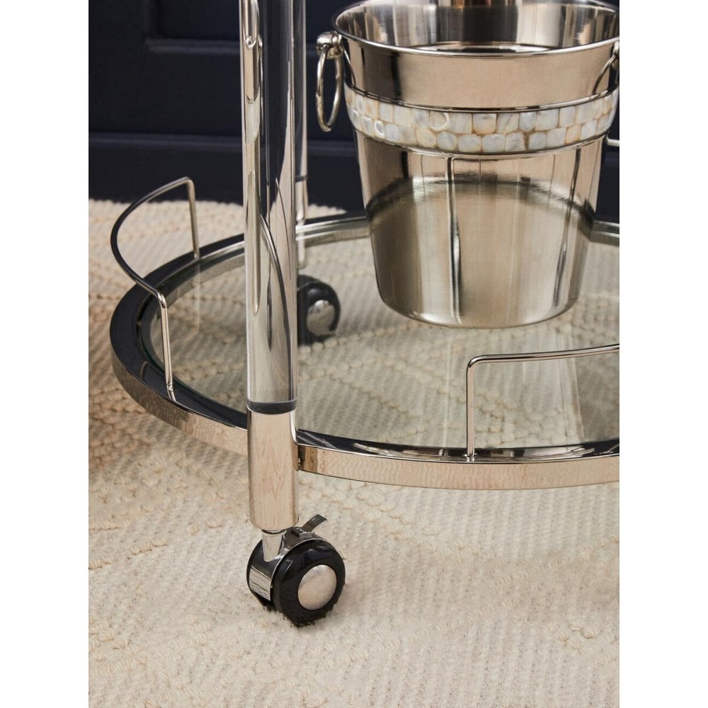 Belmore White Glass Bar Trolley