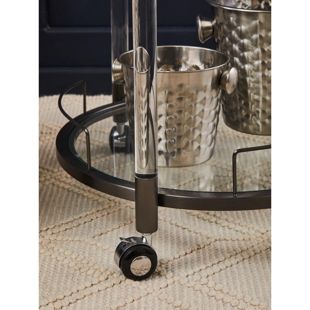 Belmore White Glass Bar Trolley