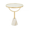 Belmore White Glass White Marble Base Side Table