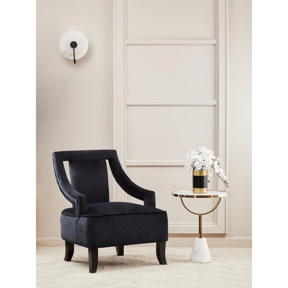 Belmore White Glass White Marble Base Side Table