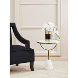 Belmore White Glass White Marble Base Side Table