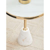 Belmore White Glass White Marble Base Side Table