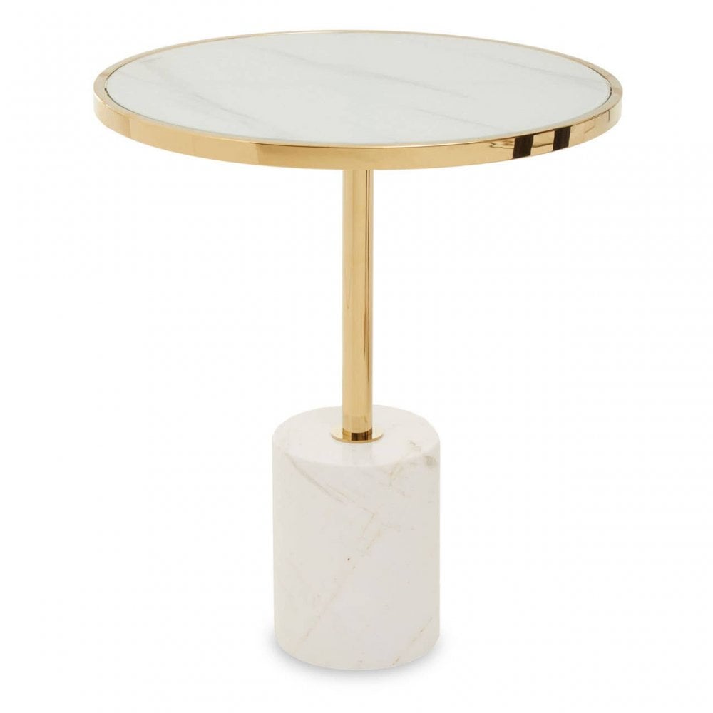 Belmore White Marble End Table