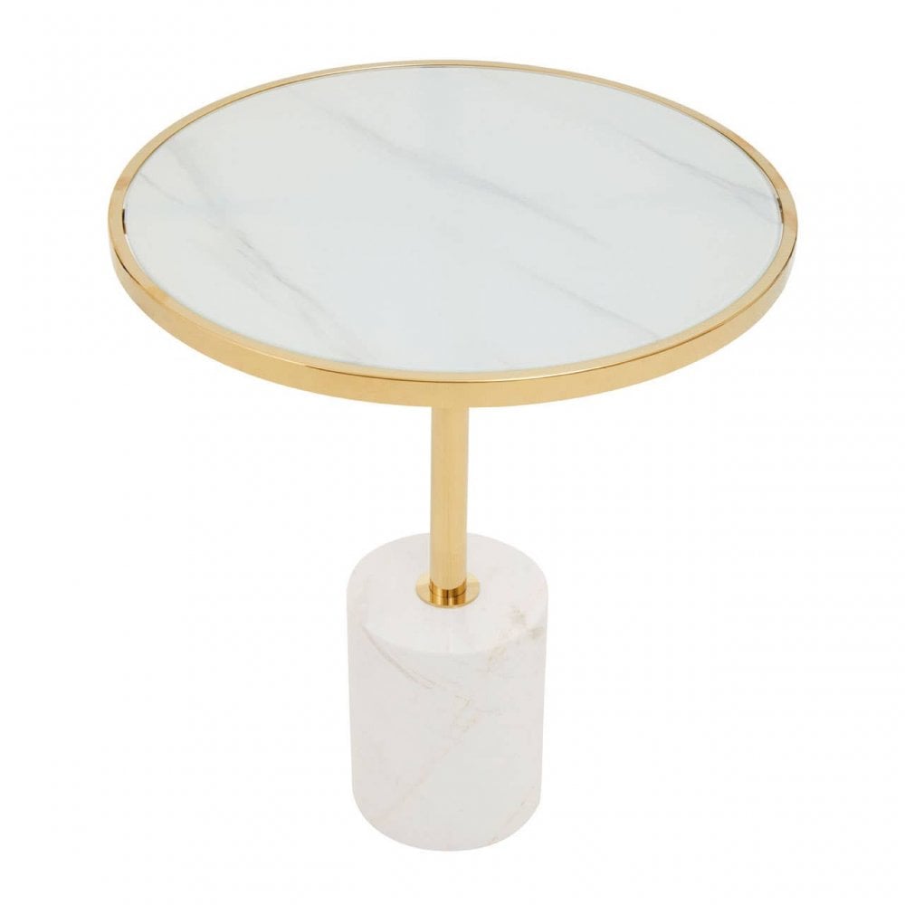 Belmore White Marble End Table