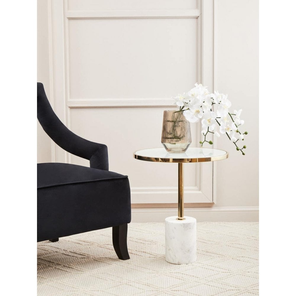 Belmore White Marble End Table