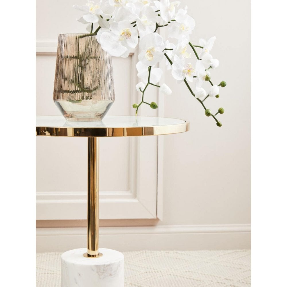 Belmore White Marble End Table