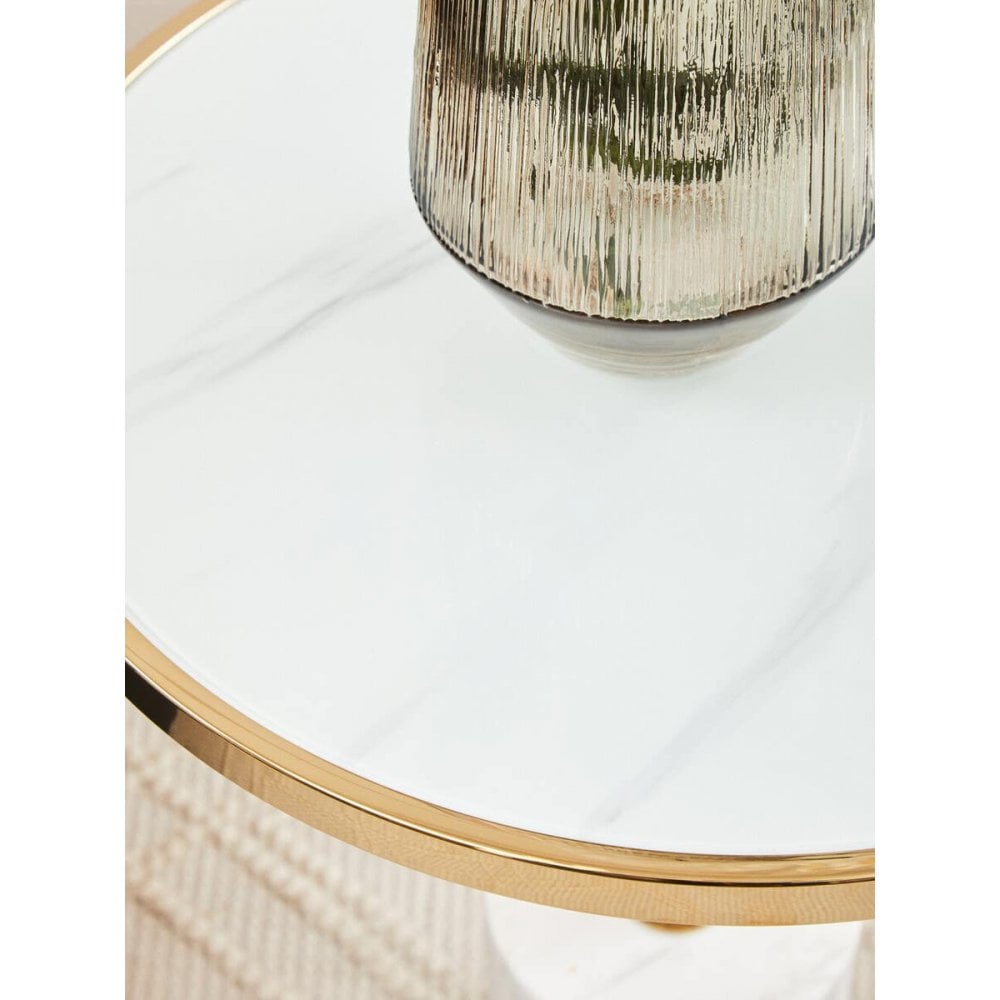 Belmore White Marble End Table
