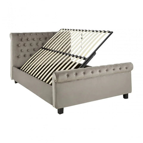 Astoria Steel Shade Kingsize Ottoman Bed