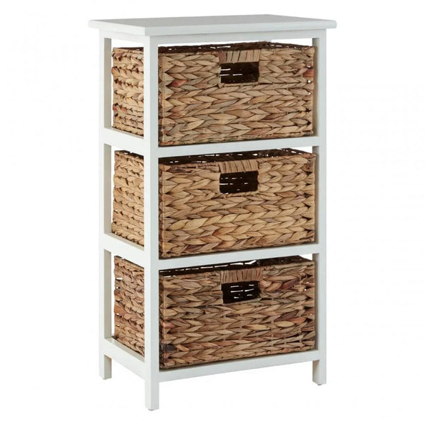 Hampton 3 Drawer White Frame Storage Unit