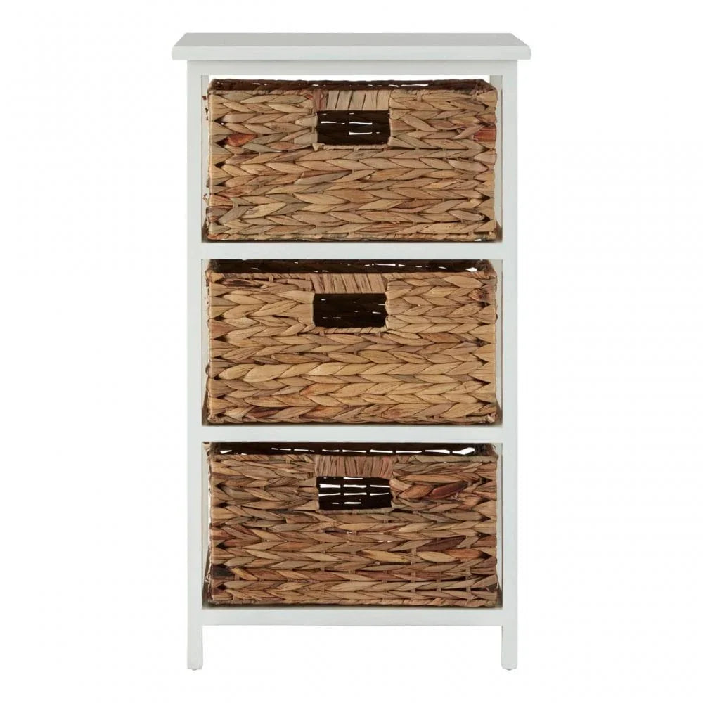 Hampton 3 Drawer White Frame Storage Unit