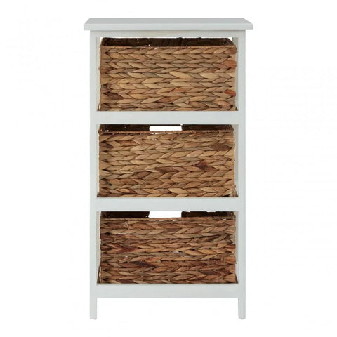 Hampton 3 Drawer White Frame Storage Unit