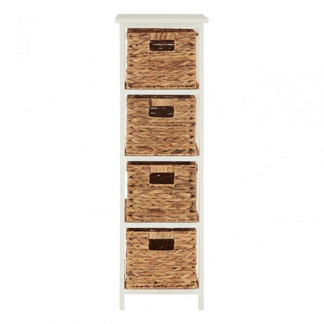 Hampton 4 Drawer White Hyacinth Storage Unit