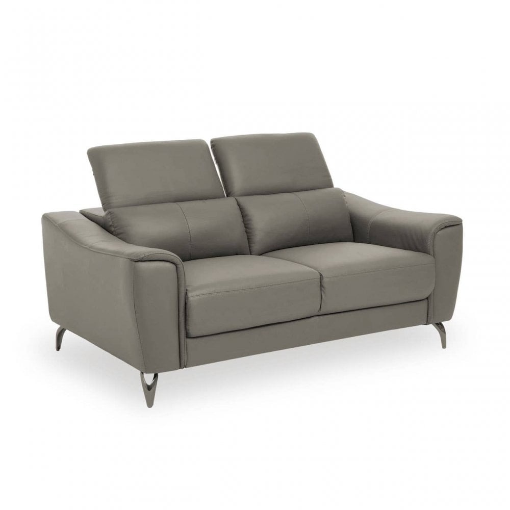 Shelby 2 Seat Grey Leather Sofa