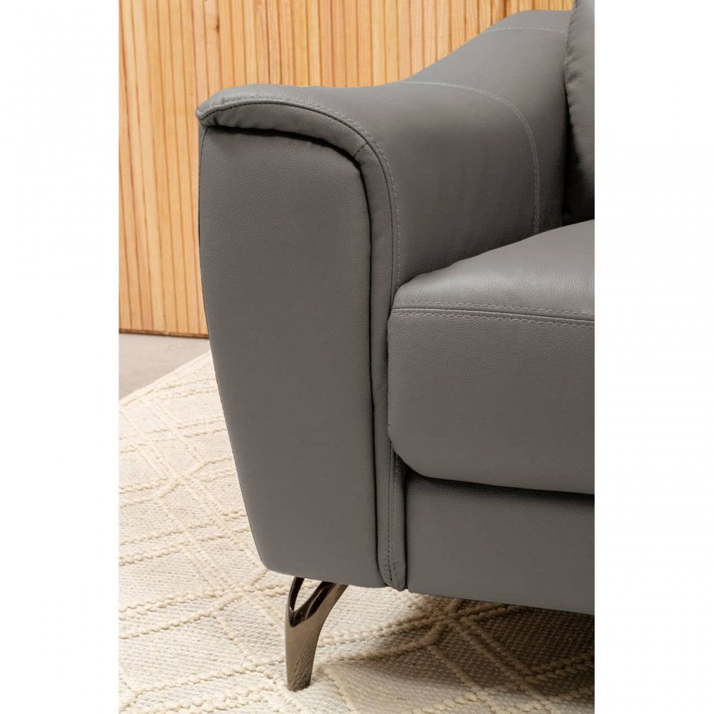 Shelby 2 Seat Grey Leather Sofa