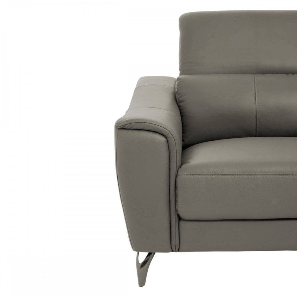 Shelby 2 Seat Grey Leather Sofa