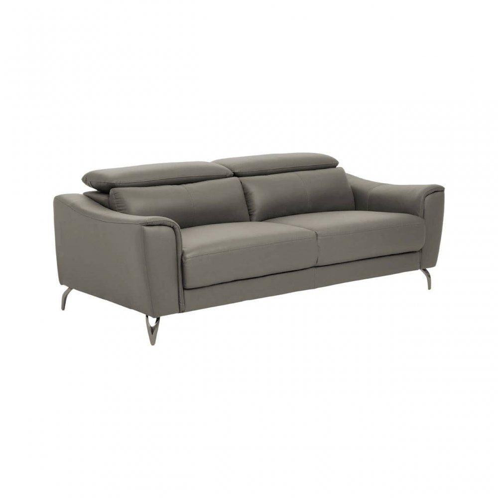 Shelby 3 Seat Grey Leather Sofa