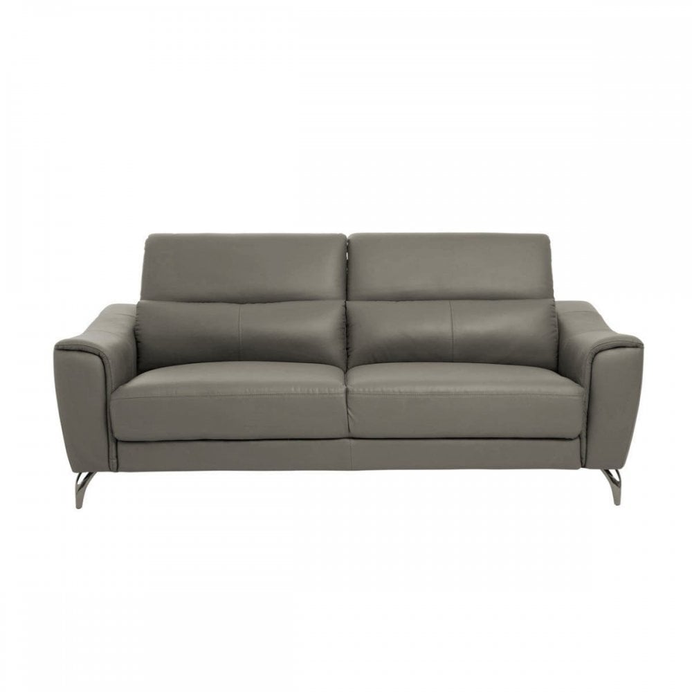 Shelby 3 Seat Grey Leather Sofa