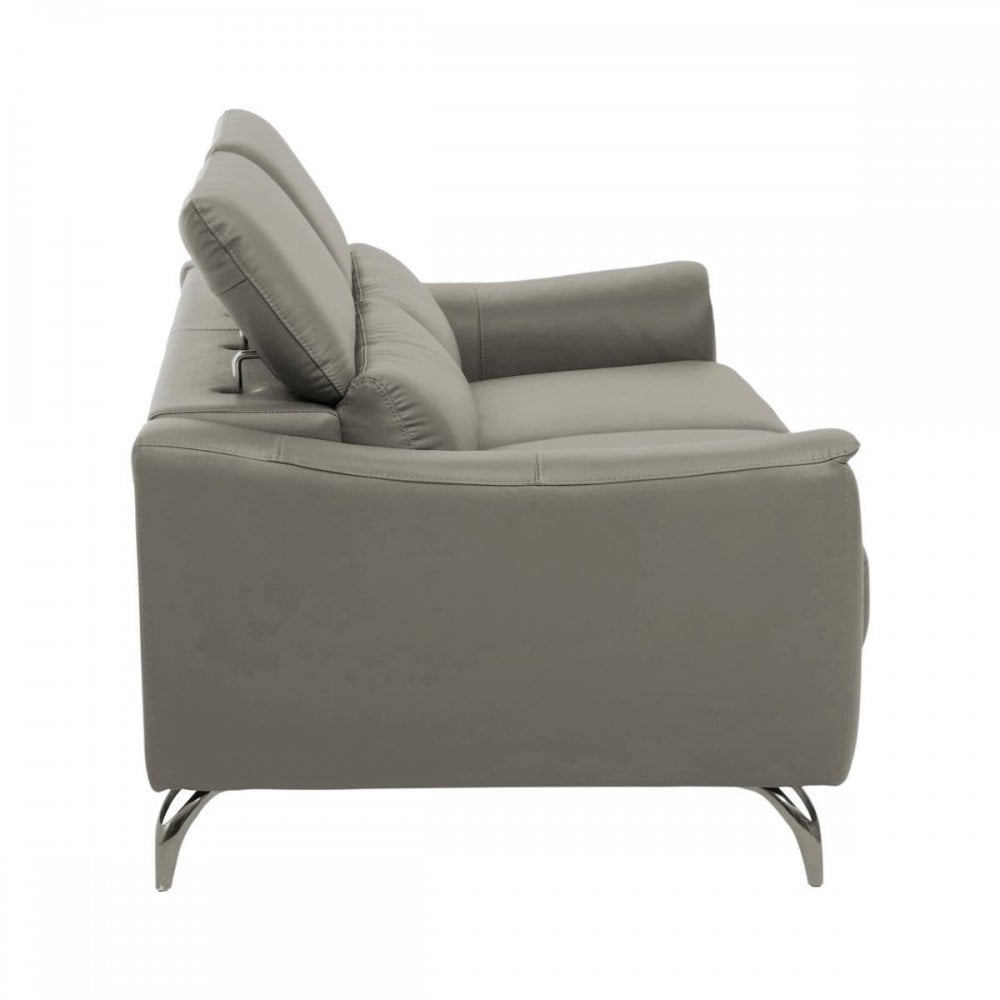 Shelby 3 Seat Grey Leather Sofa