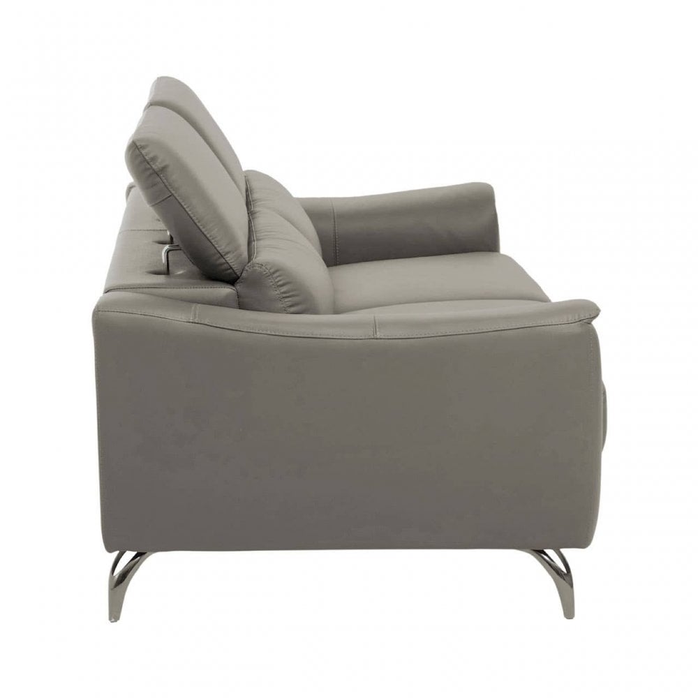 Shelby 3 Seat Grey Leather Sofa