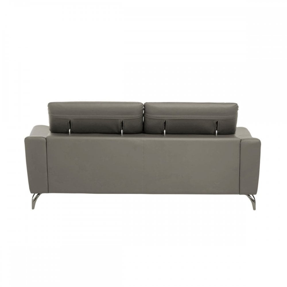 Shelby 3 Seat Grey Leather Sofa
