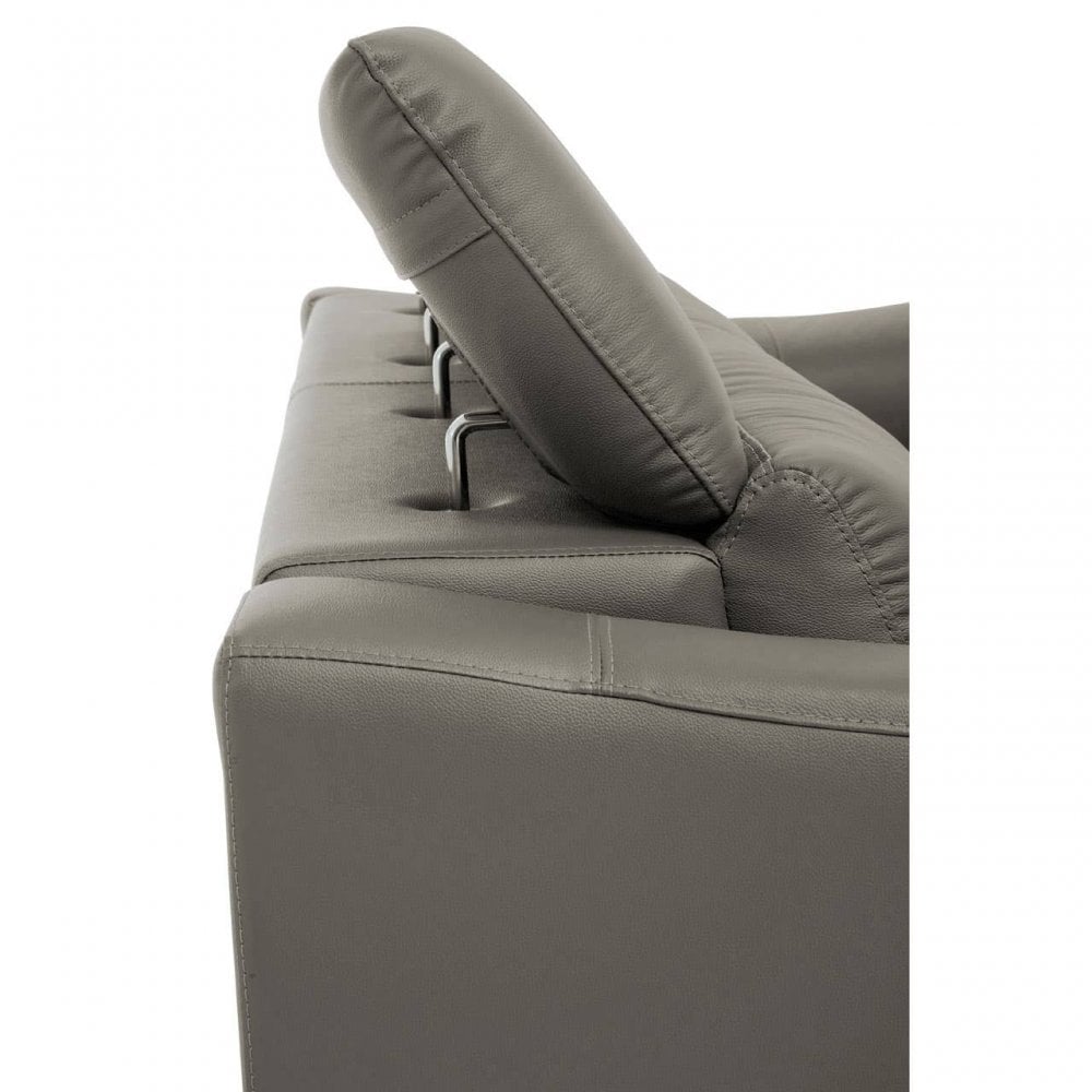 Shelby 3 Seat Grey Leather Sofa